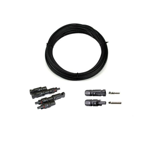 6mm² Anschluss Set II  (L) - 2 Module parallel mit MC4 Stecker - 15m Solarkabel lose - Homeiq24
